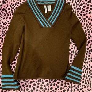 Brown & Blue sweater Blouse